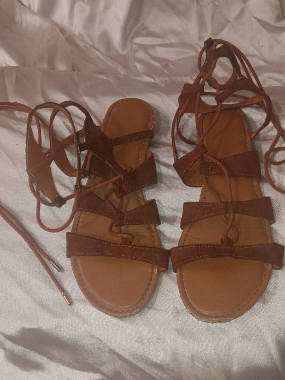 Women’s Brown Lace-Up Suede Gladiator Sandals